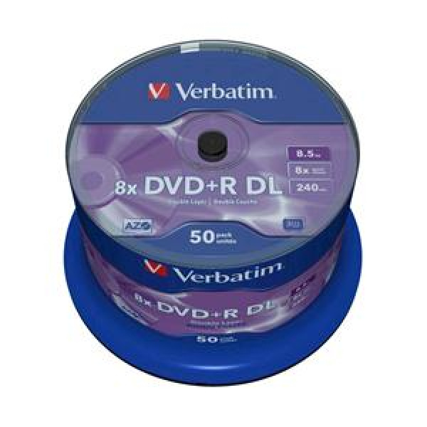 DVD+R DL 8.5GB 240min 8x Cake 50pz VERBATIM Azo 3