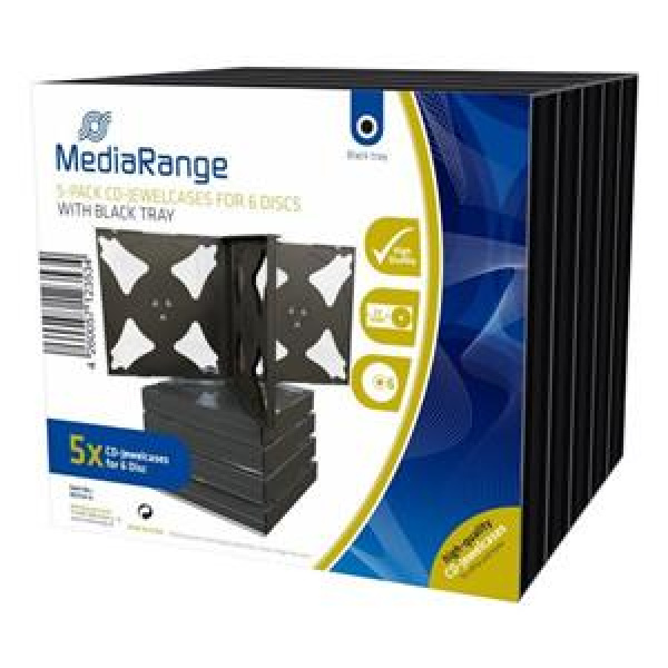 CUSTODIA 22mm CD JEWEL 6 posti TRAY NERO Conf.5pz 3
