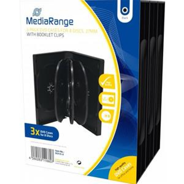 CUSTODIA 27mm DVD 8 posti NERA con 3 inserti Conf.3pz 3