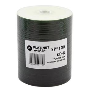 CD-R 700MB 52x Shrink 100pz PLATINET InkJet Bianca PRO 23-118