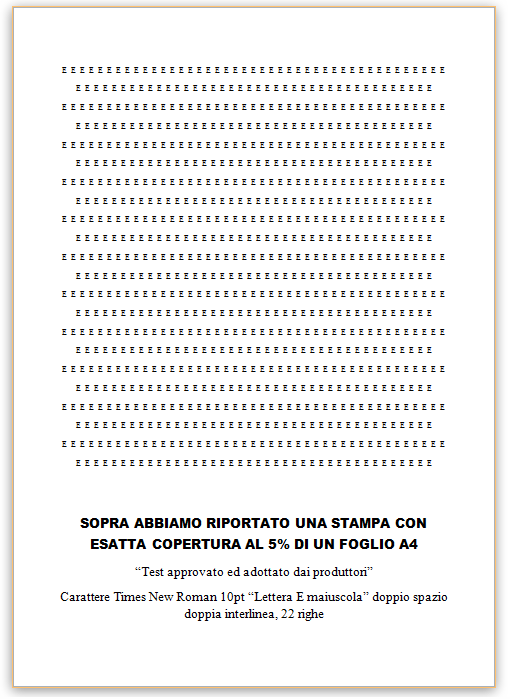 Rappresentazione della copertura di stampa toner 5%