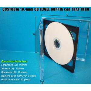 CUSTODIA 10.4mm CD JEWEL DOPPIA TRAY NERO lotto da 50pz