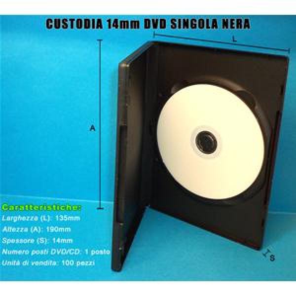 CUSTODIA 14mm DVD SINGOLA NERA MACCHINABILE PESANTE Conf.100pz 3